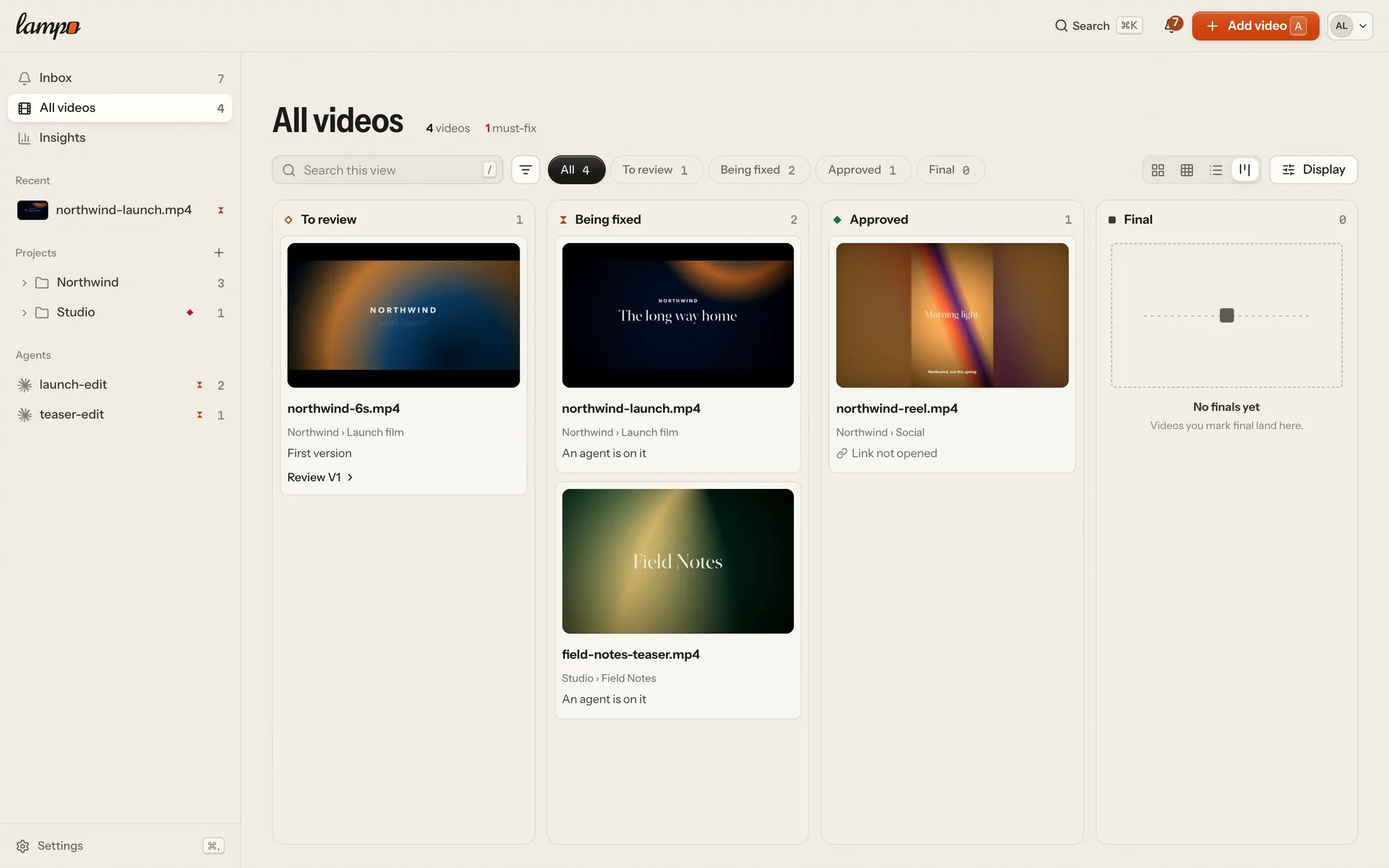 Every video’s stage, in the light theme