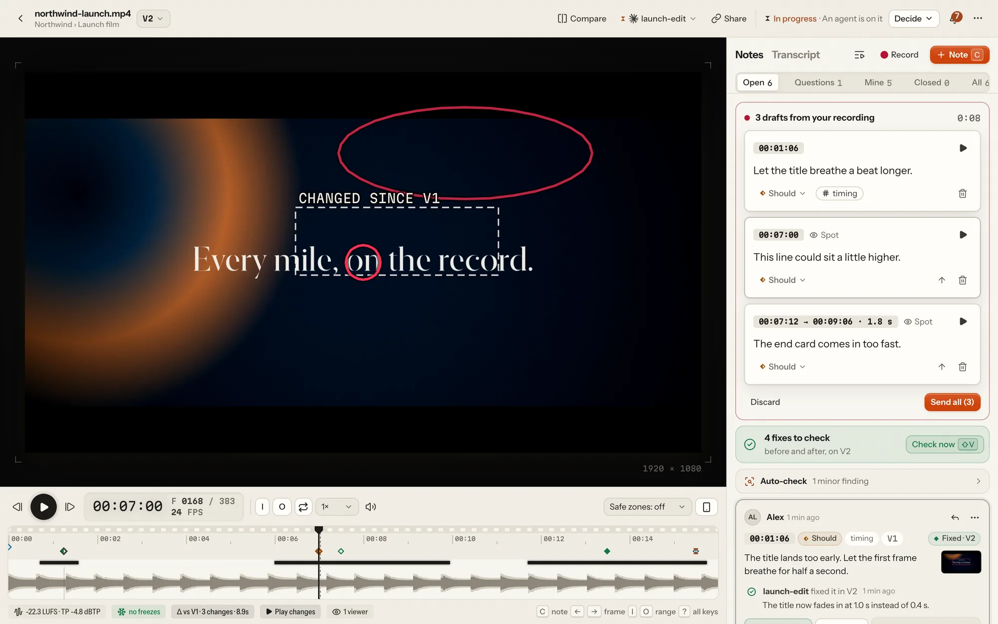 Notes from a recording, in the light theme