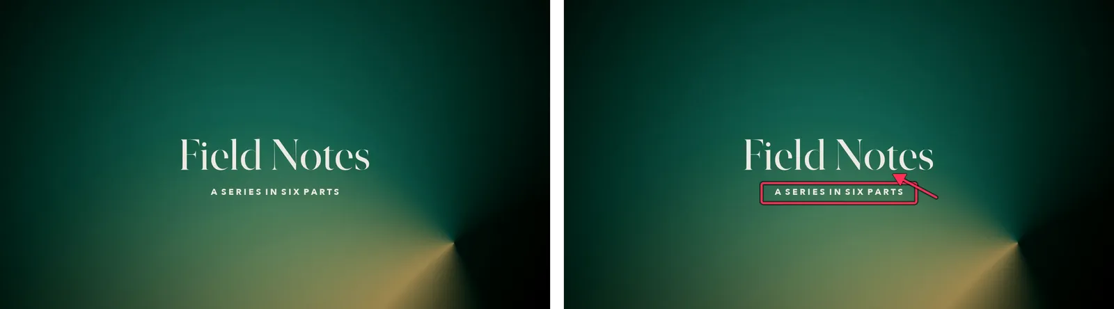 One note's two screenshots side by side: the clean frame, and the same frame with the reviewer's box and arrow burned in